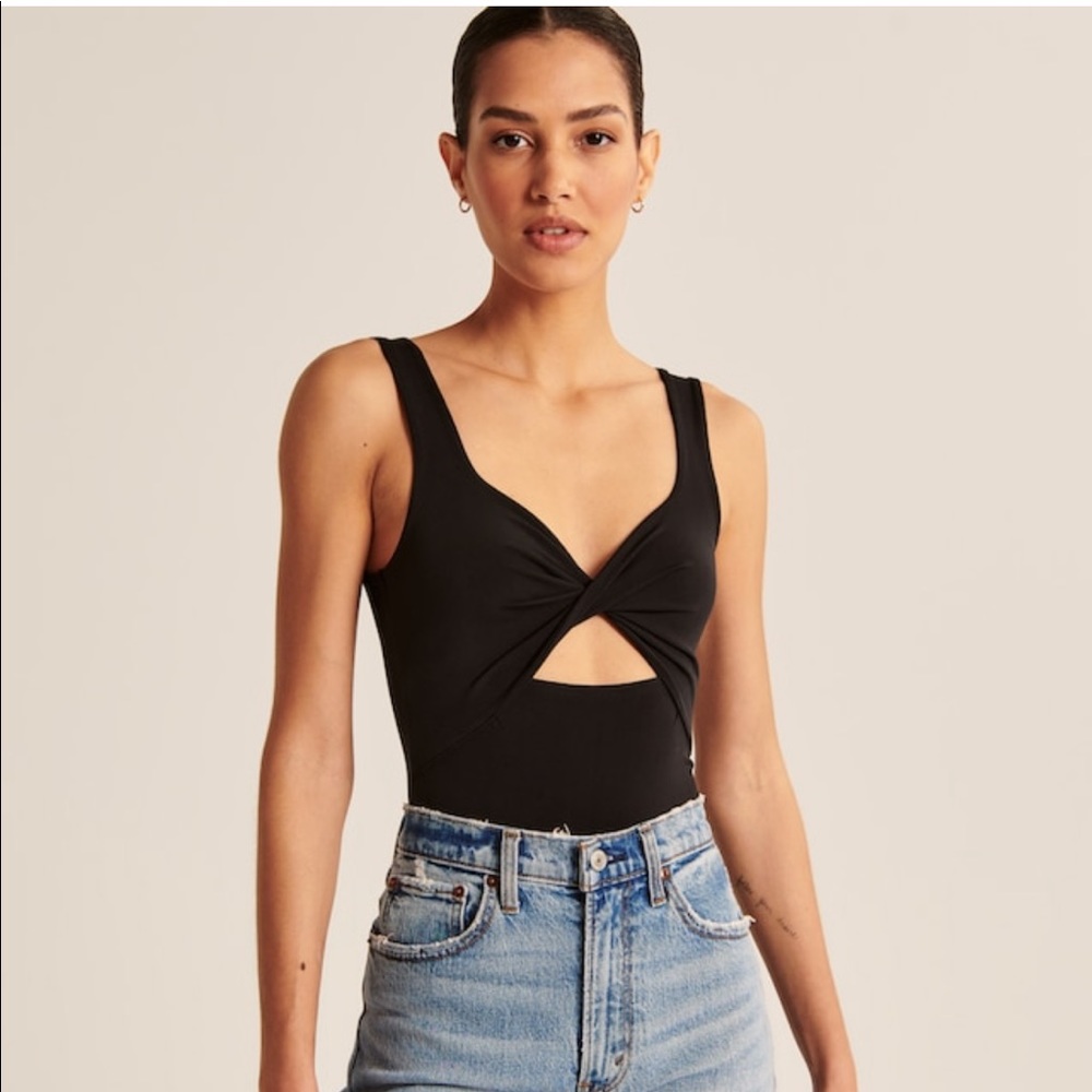 Abercrombie & Fitch Slinky Cutout Bodysuit Black Size Large